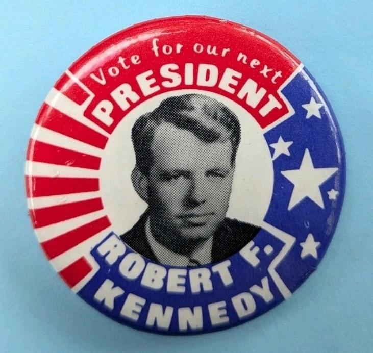 Robert F. Kennedy 1968 Campaign Pin, Pinback, Button, 1.75 Inches RFK, Sr. Vntg