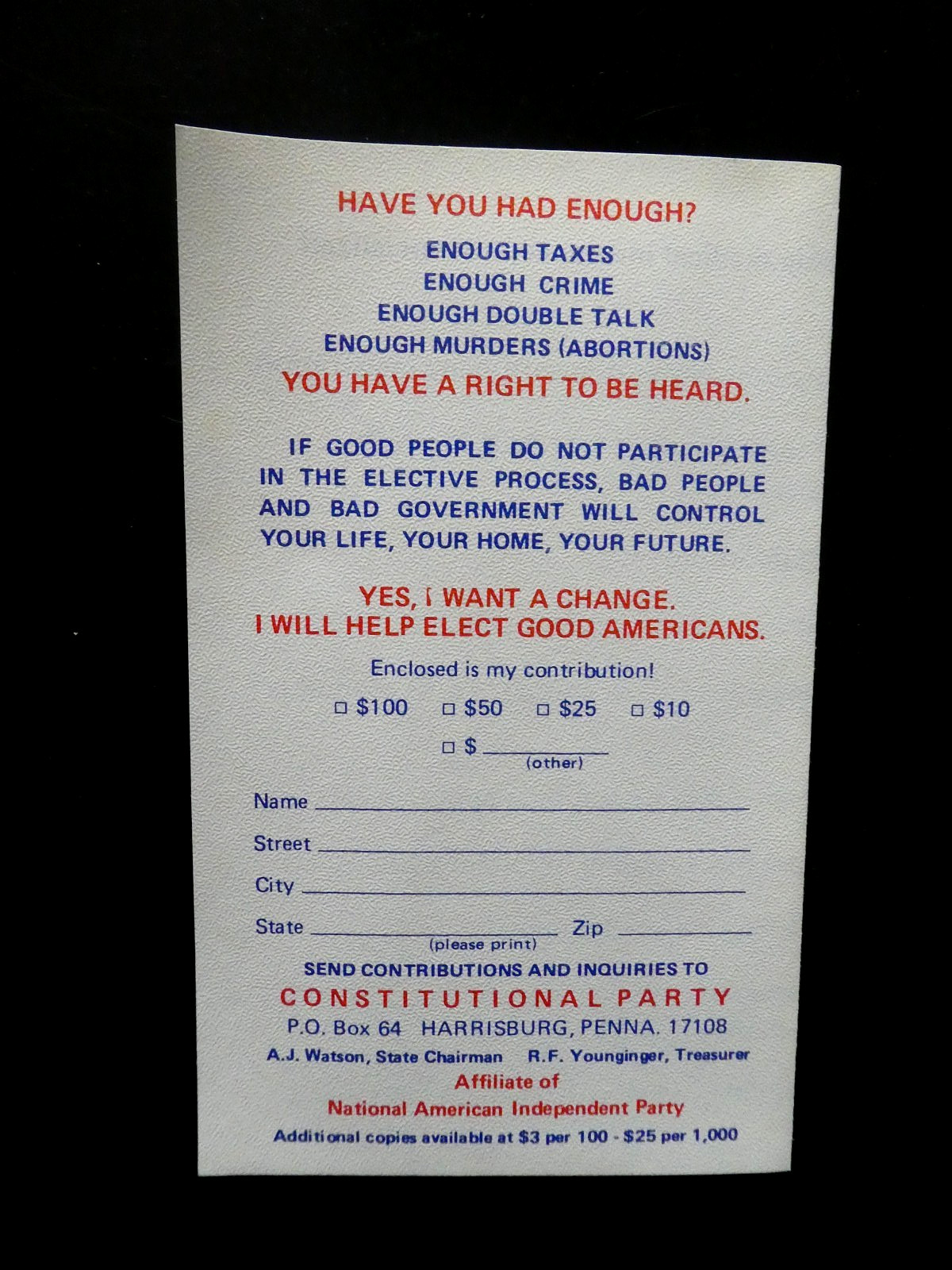 1976 Lester Maddox For President Brochure Cards Georgia Governor segregationist