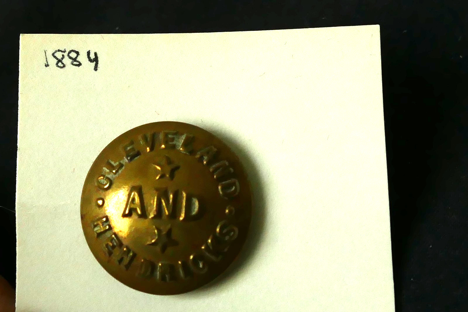 1884 Grover Cleveland Thomas A. Hendricks Presidential Campaign Coat Button 3/4″