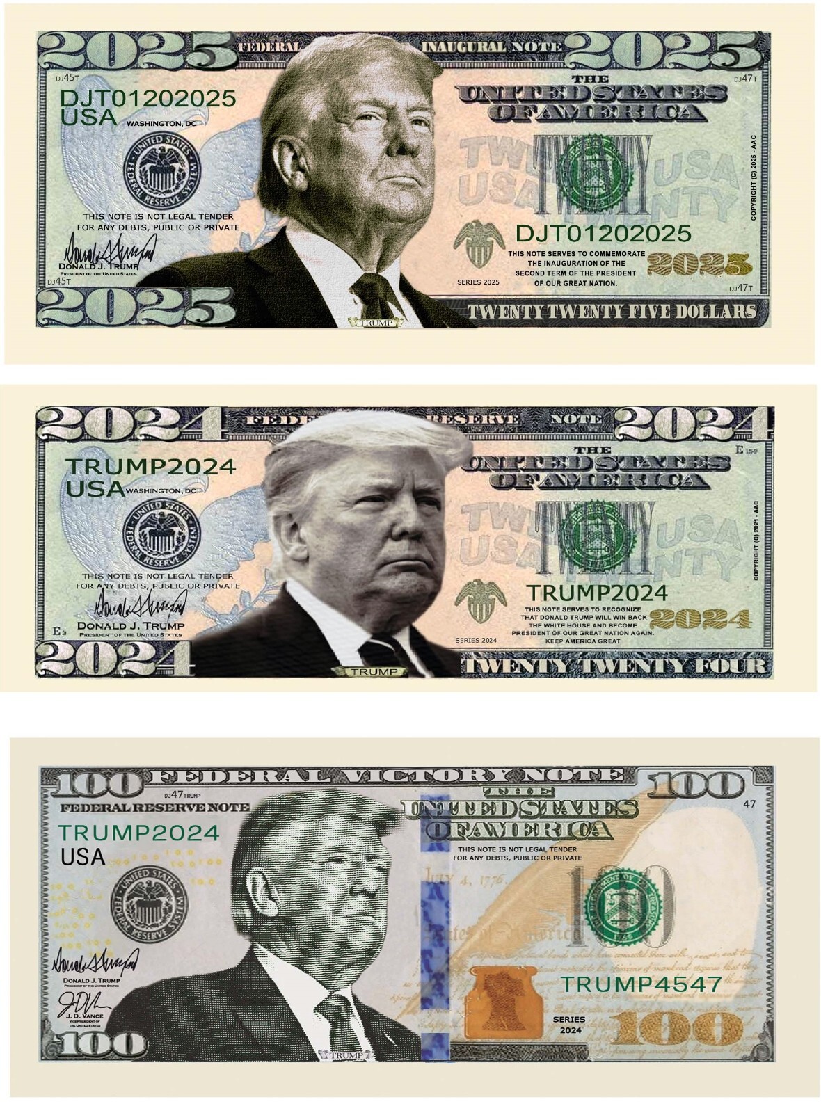 Pack of 24-Donald Trump COLLECTIBLE President Collectible Novelty Dollar Bills