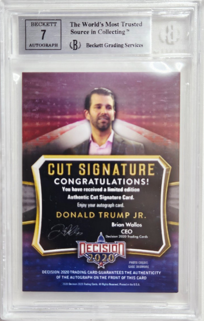 2020 Decision Donald Trump Jr Cut Signatures Autograph Card Auto BGS 9 Mint