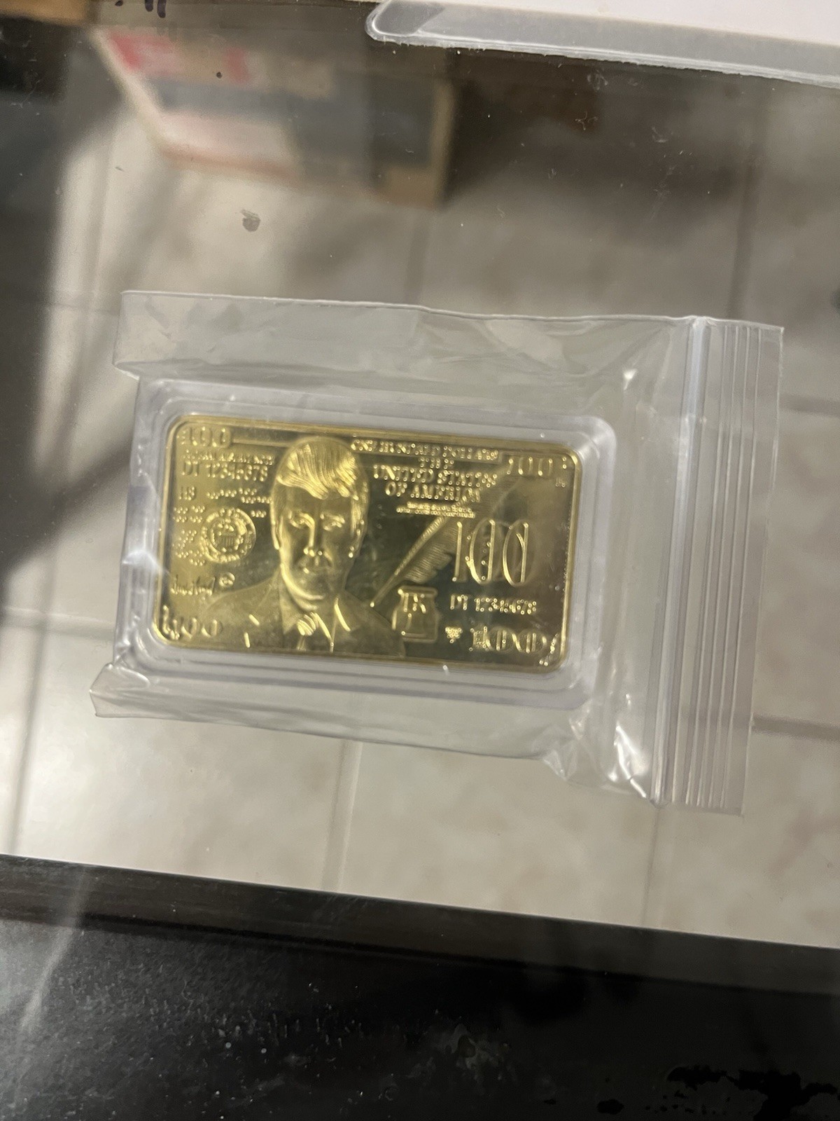 1-President Trump 24kt Gold Bullion $100 Dollar Bill Gold Plated Bar Bullion