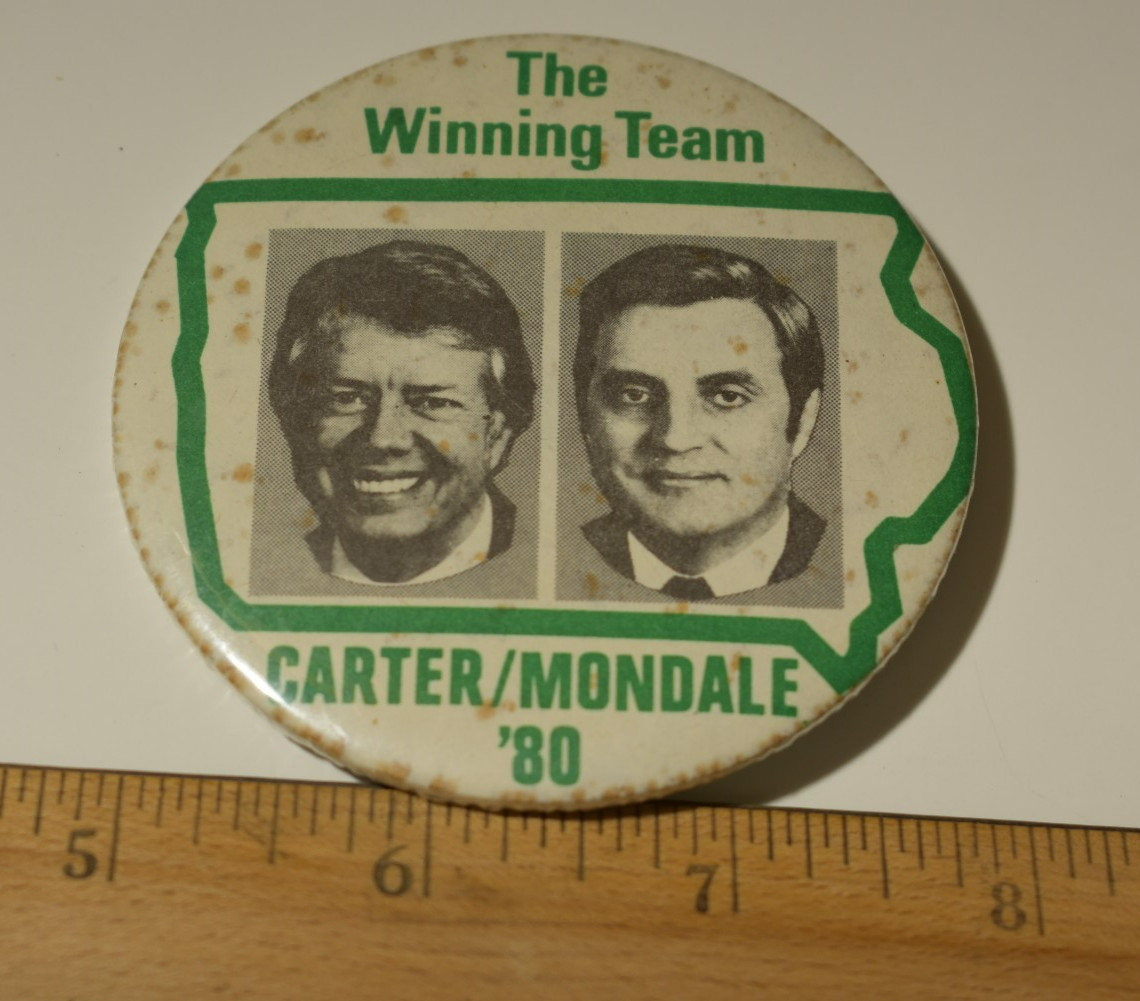1980 CARTER MONDALE PRESIDENTIAL CAMPAIGN BUTTON POLITICAL 3″ PIN PINBACK
