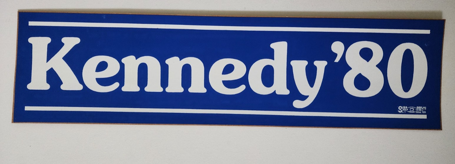 Vintage Ted Kennedy ’80 Bumper Sticker Union Political Campaign Sign Blue