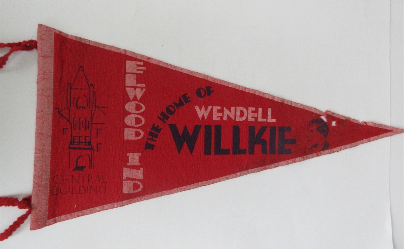 Wendell Willkie RARE Elwood Indiana Pennant Central Building