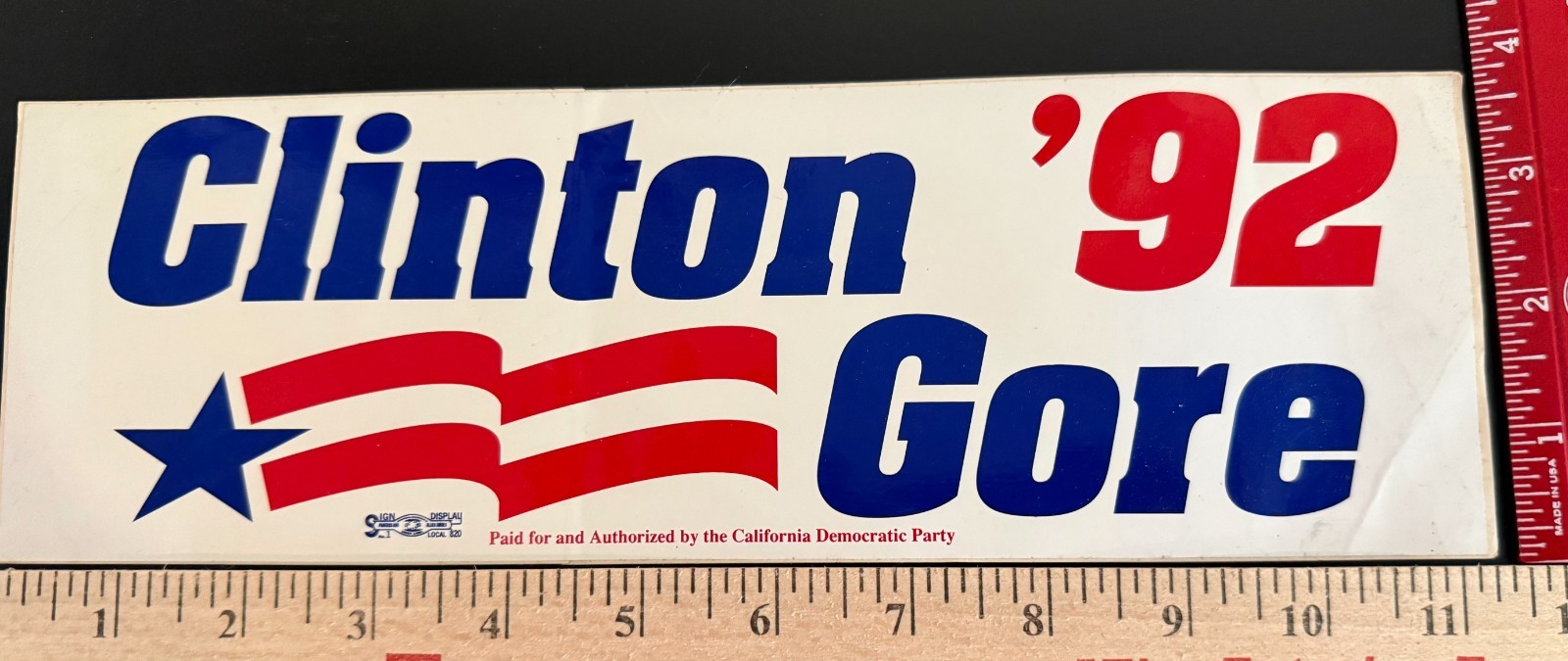 Clinton Gore ’92 Campaign Bumper Sticker