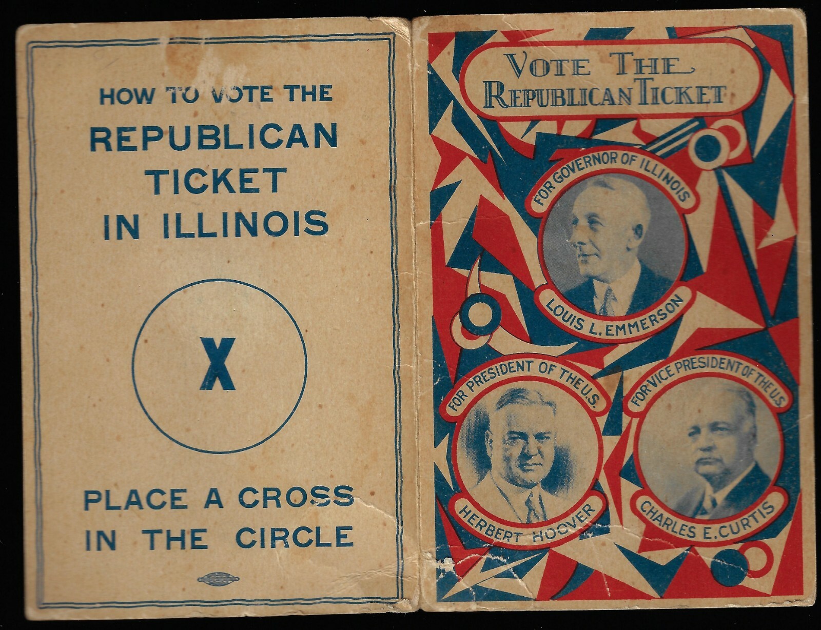 1928 Illinois Coattails Needle Packet 4 Prez Hoover & Curtis Louis Emmerson Gov