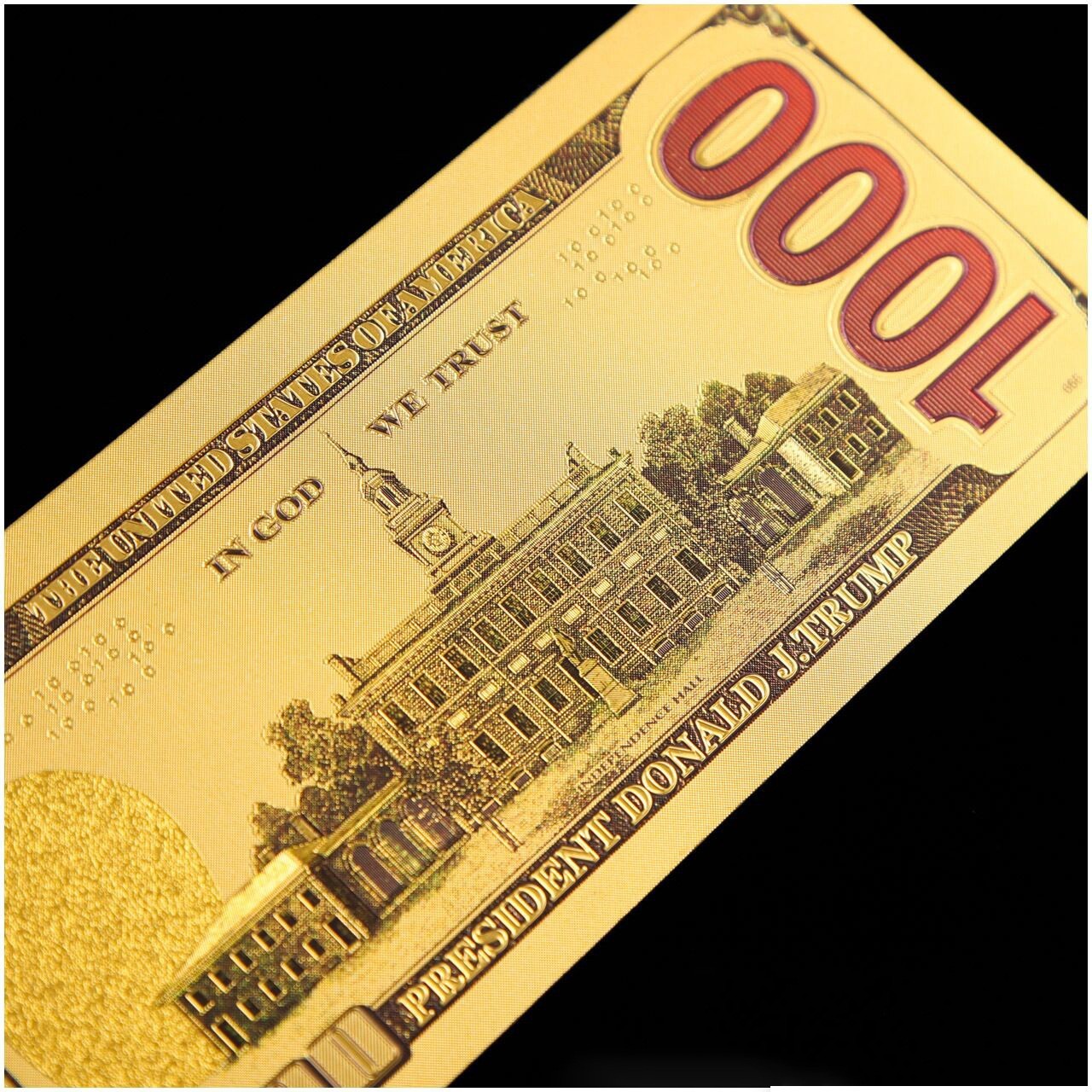10 Pack 2024 President Donald Trump $1000 Gold Dollar Bills Funny Money Maga