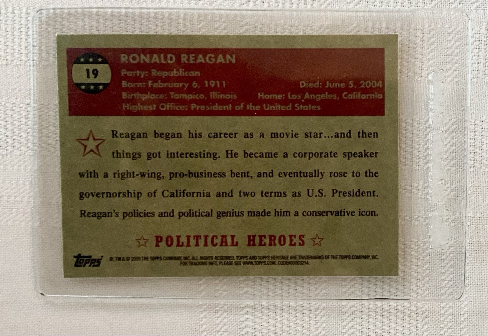 Lot of 9 President Ronald Reagan Collectible Novelty Baseball Cards! Mint Cond.