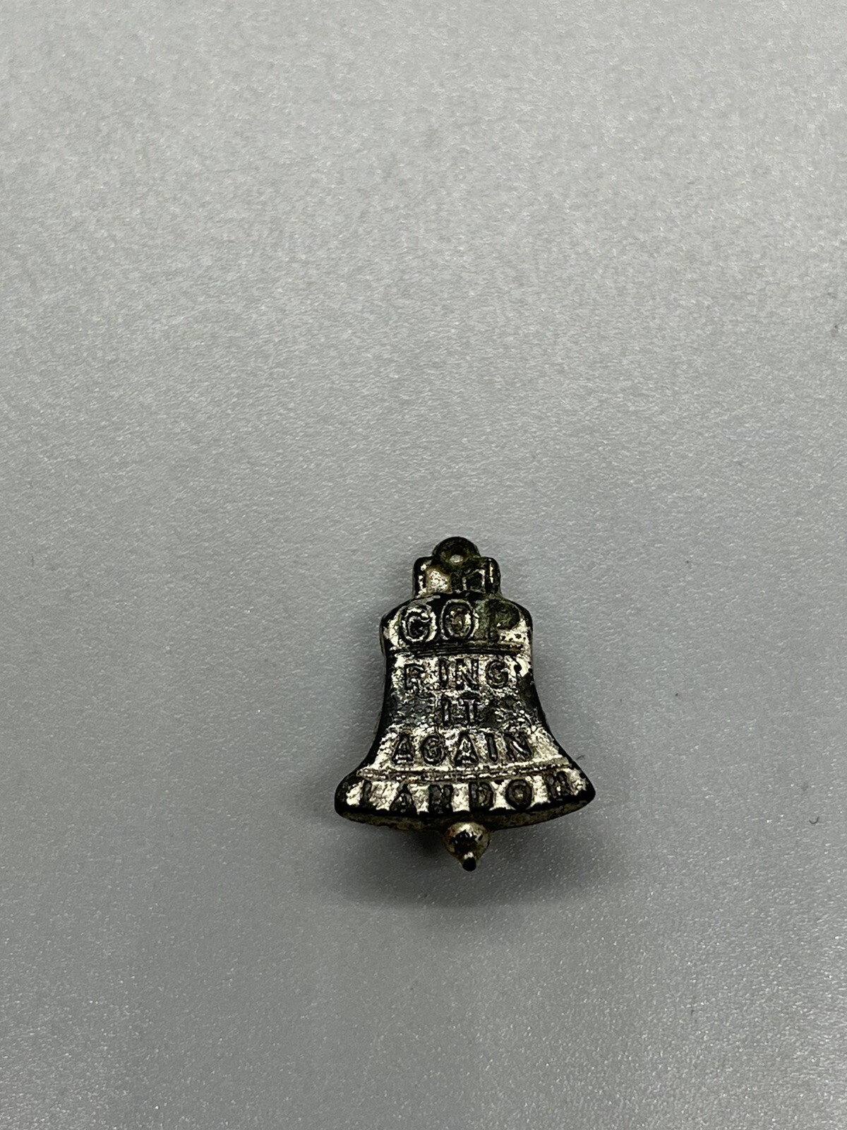 Alf Landon 1936 presidential campaign metal stud GOP Ring It Again Liberty Bell!