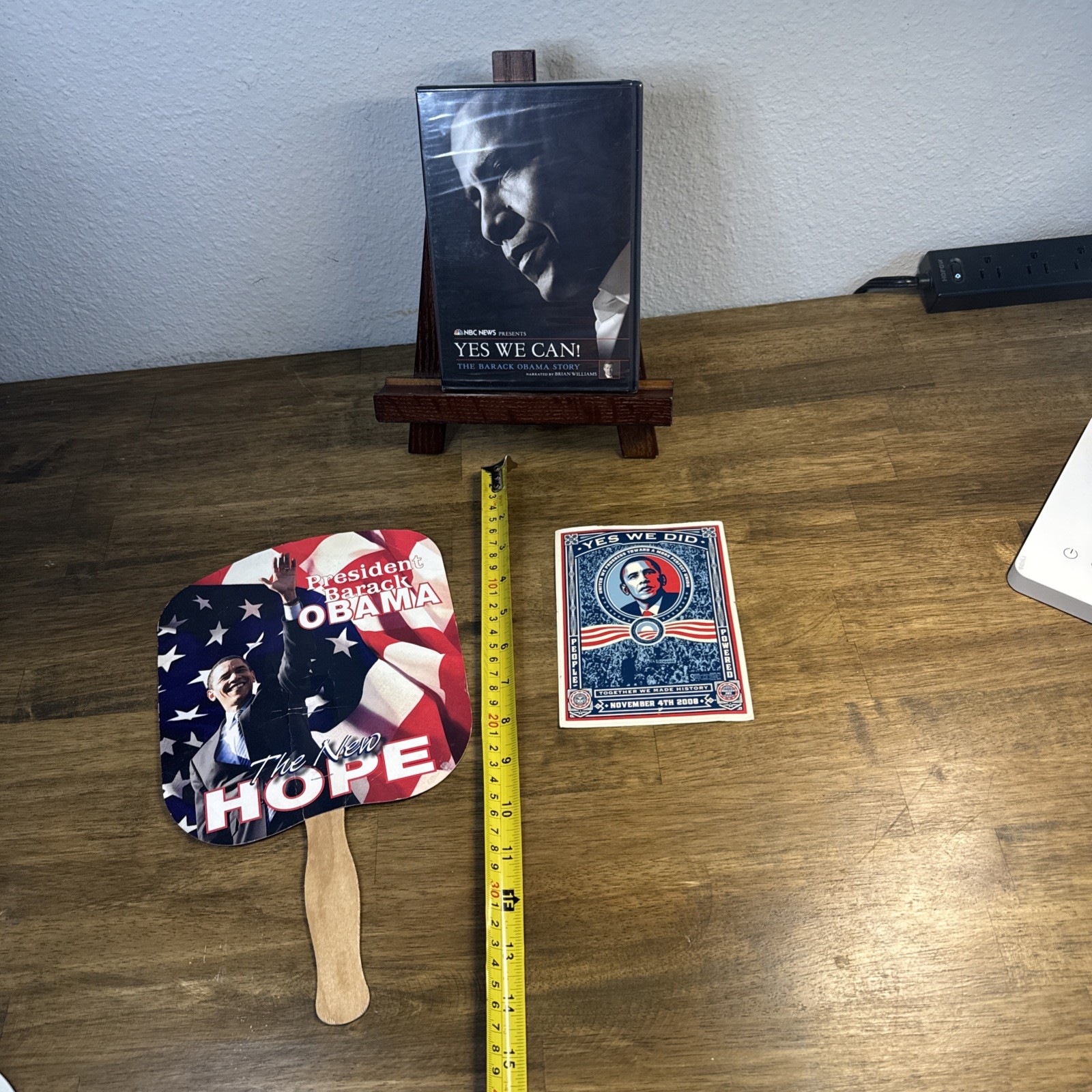 Lot 3 Barack Obama Political Campaign Memorabilia-sticker Paper Fan, Sealed DVD
