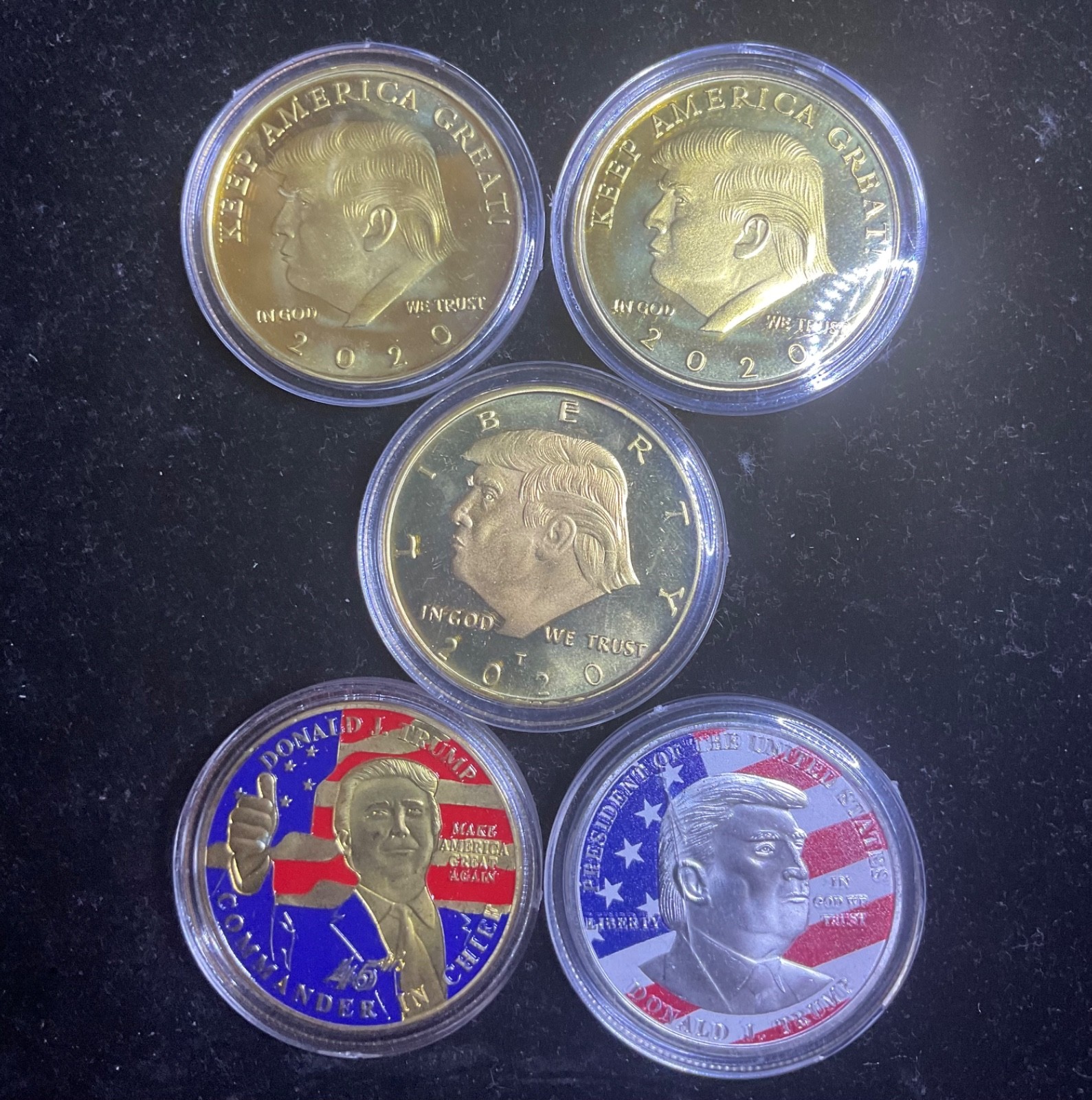 2020 Donald Trump Lot of 5 Challenge Coins Commemorative Presidential Seal MAGA