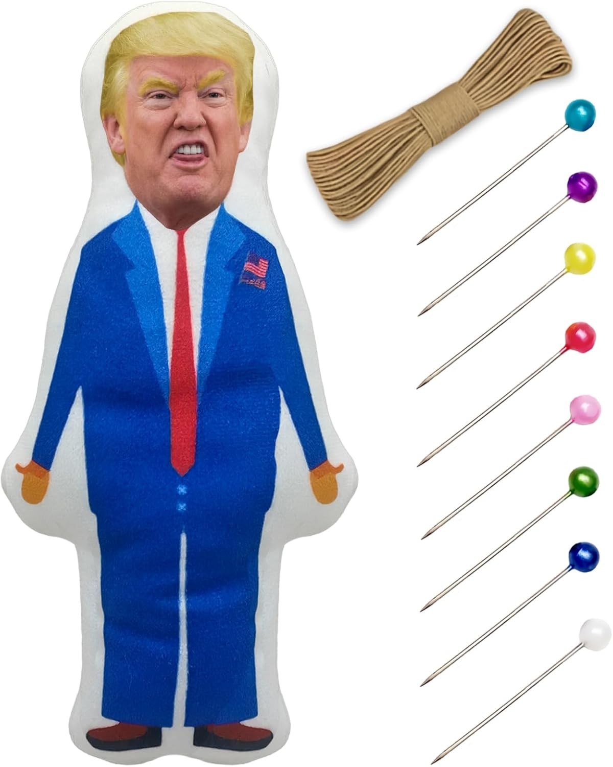 PapaLegba 8 inch Donald Trump Voodoo Doll Pin Holder with Pins, Stress Reliever