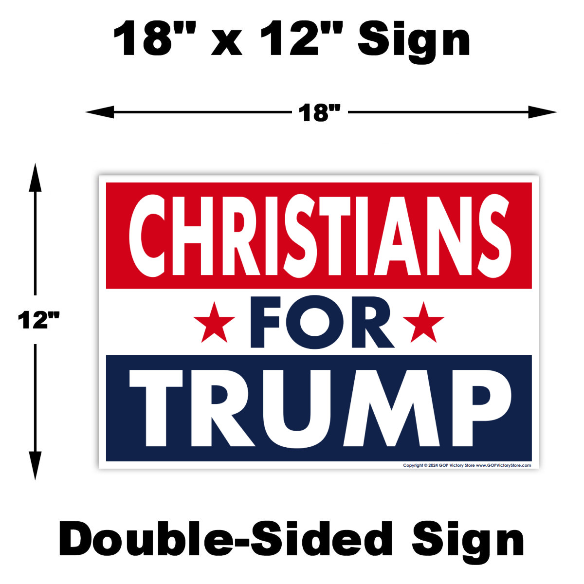 3-Pack Donald Trump 2024 Yard Sign Christians For Trump 18″ x 12″ Metal H-Stakes