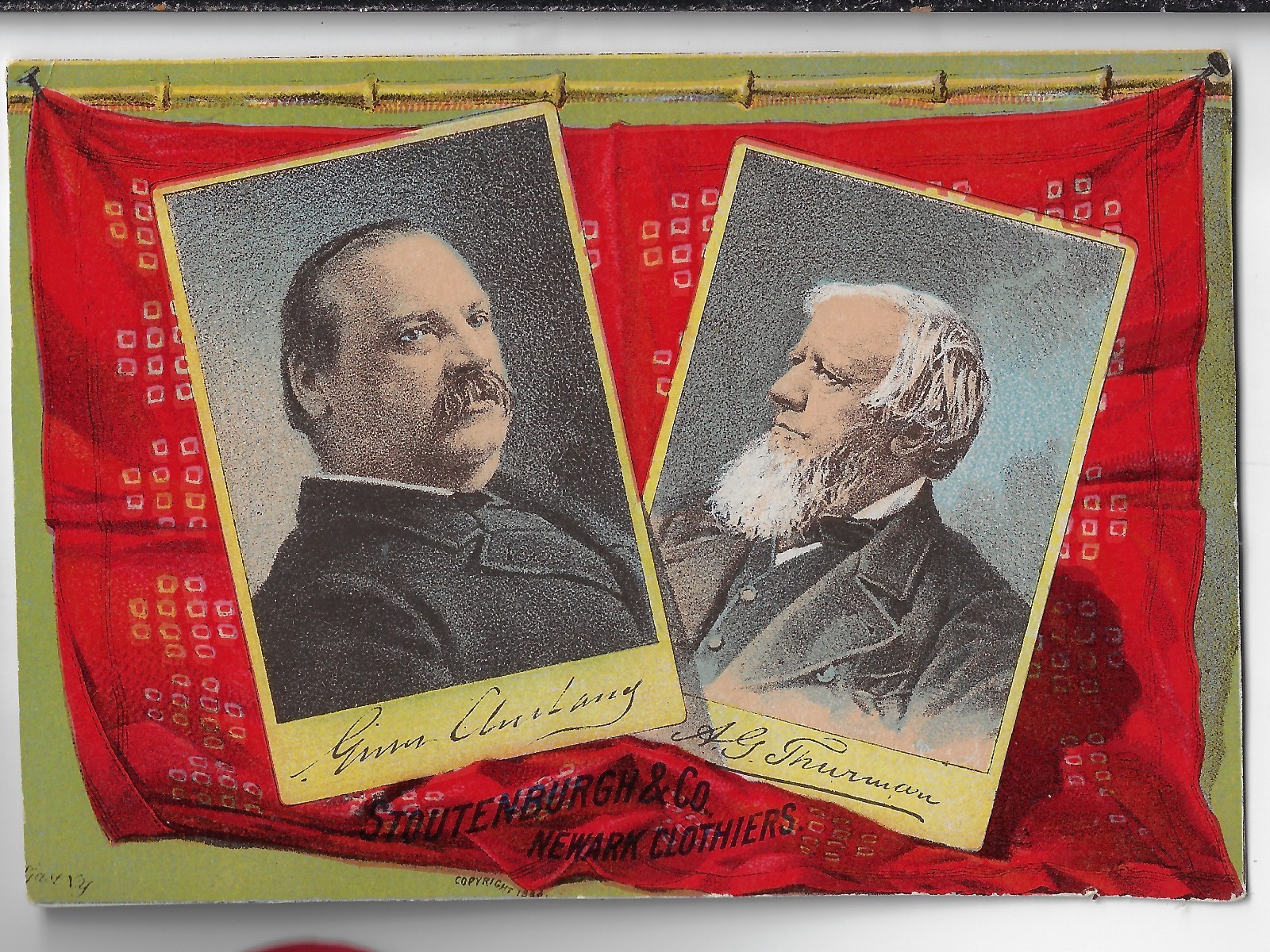 1888 Grover Cleveland Allan Thurman Jugate Prez Campaign Advertising Trade Card