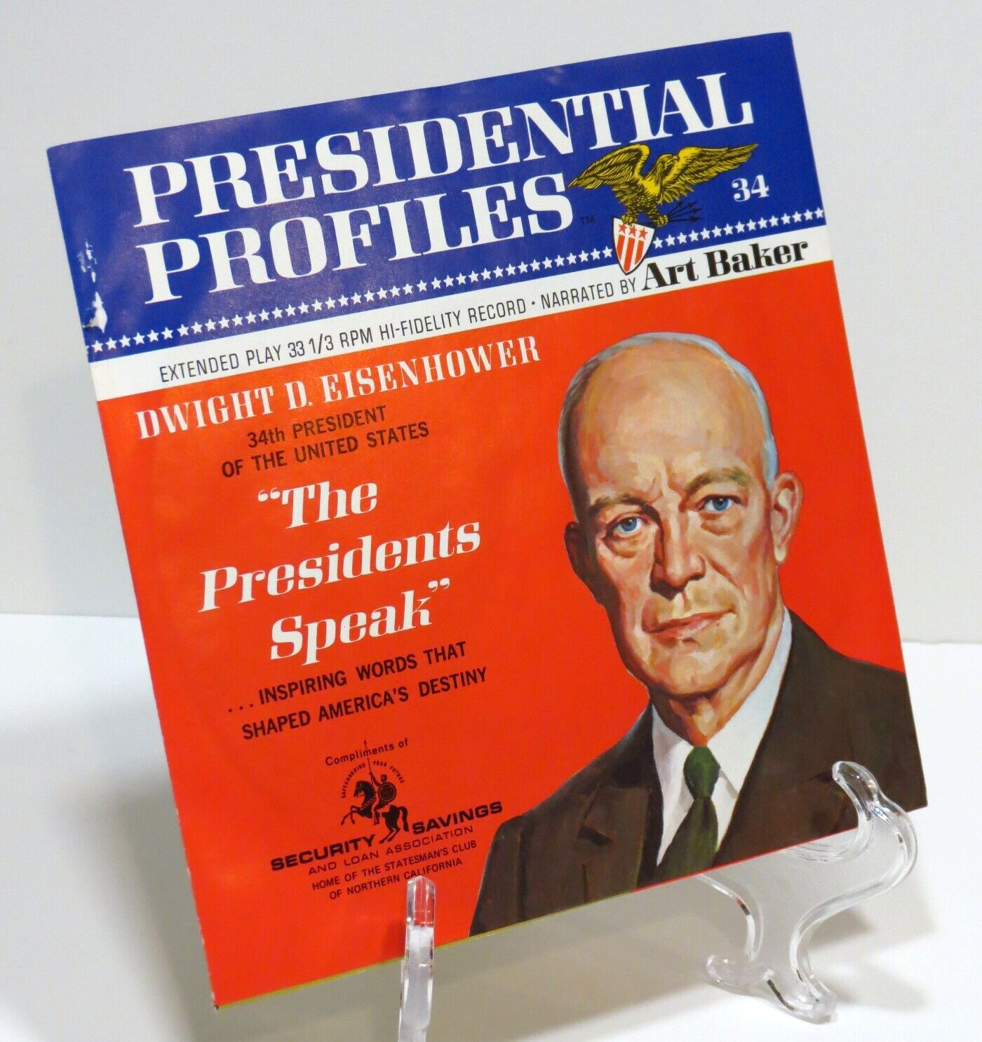 Presidential Profiles Dwight D. Eisenhower 33 1/3 Vinyl Album Vintage 1966 Nice!