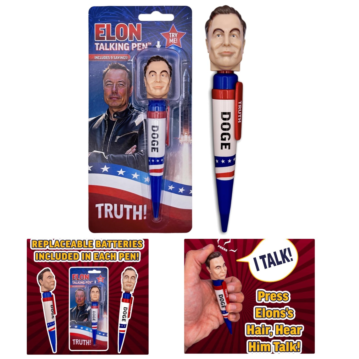 Elon-Themed Trump Talking Pen – Perfect Easter Basket Stuffer for Adults & Kids