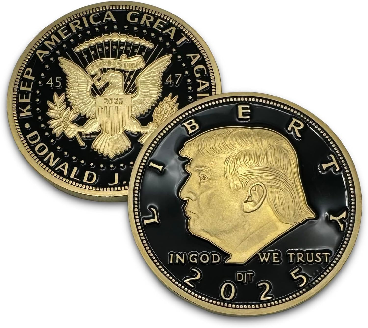Donald Trump Black & Gold Coin 2025 with Certificate of Authenticity, President