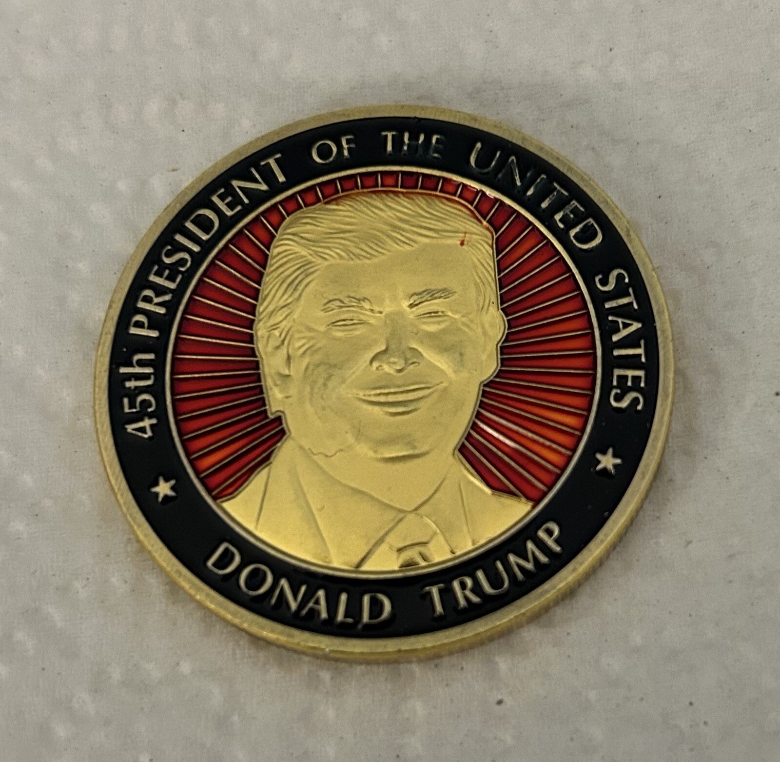 4 TRUMP CHALLENGE COIN GOLD ENAMEL PRESIDENT EAGLE SEAL WOOD BOX REPUBLICAN MAGA