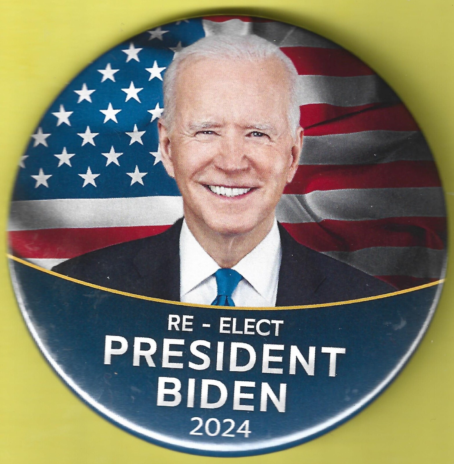 2024 Joe Biden 3″(Large Size) / “Re-Elect” Presidential Campaign Button(Pin05L)