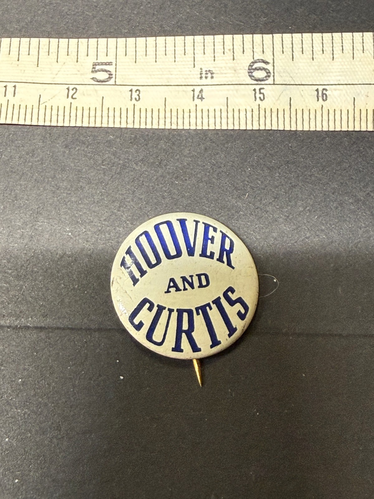 Original 1928 Hoover and Curtis Campaign Pin Button American Art Works