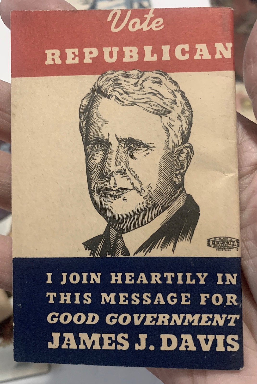 1938 Pennsylvania GOP Arthur H. James J. Davis Campaign Brochure Political VTG