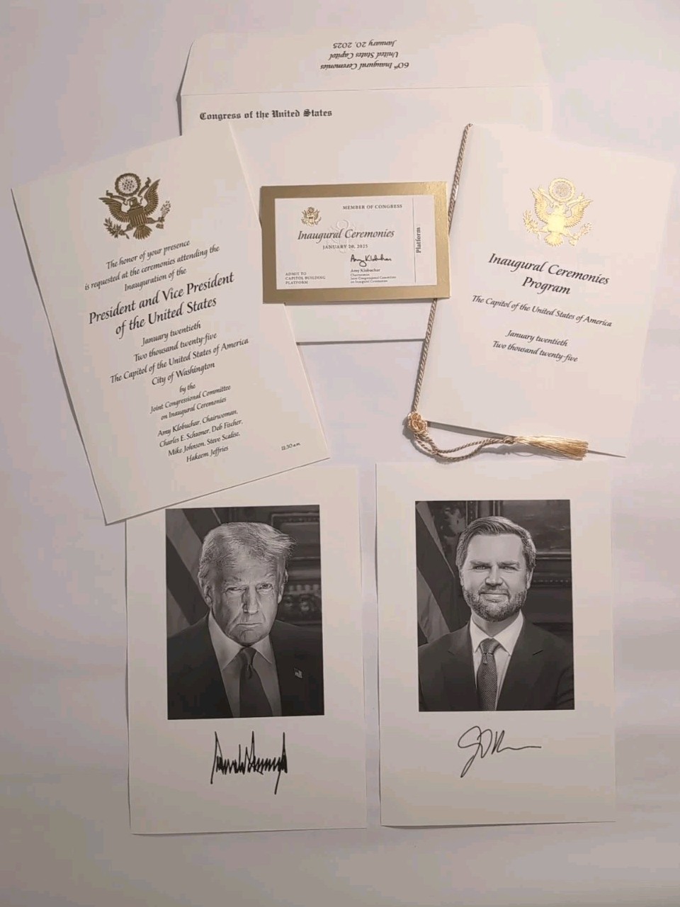 2025 Donald Trump Inauguration Gold Ticket & Program