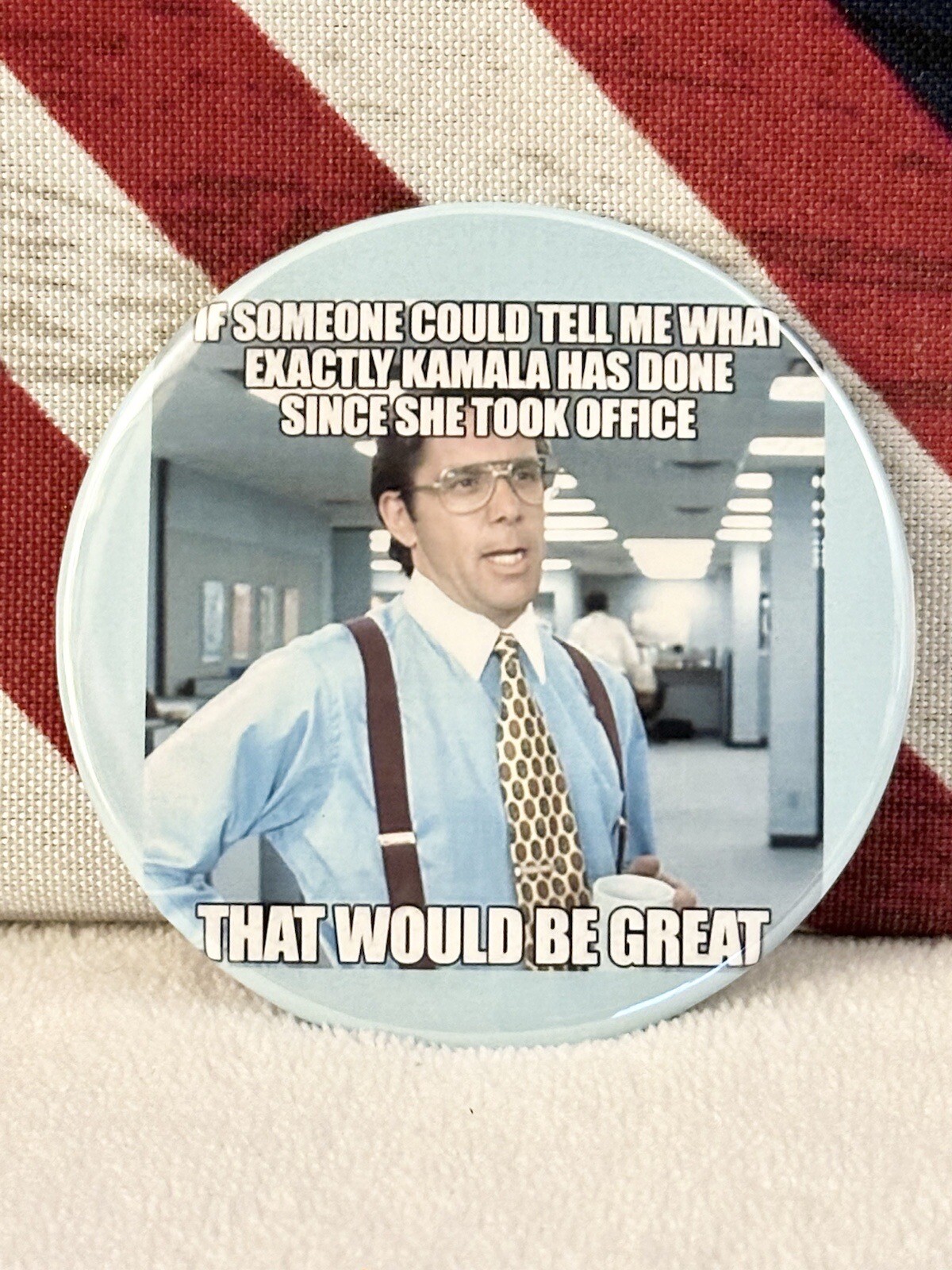 Donald Trump 2024 Anti-Harris “Satire” Political Campaign “MAGNET BUTTON” – 3″