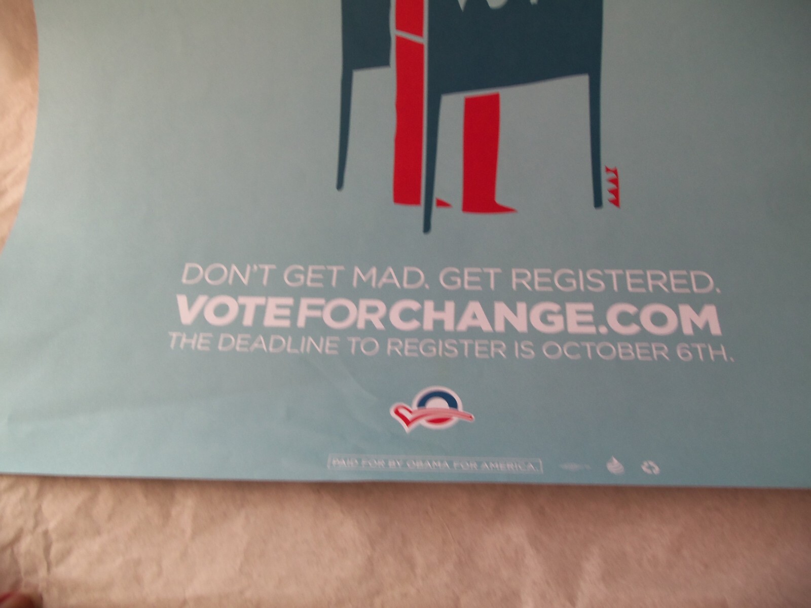Obama 2008 Political Campaign Poster! I VOTE BECAUSE I REFUSE TO BE A BYSTANDER