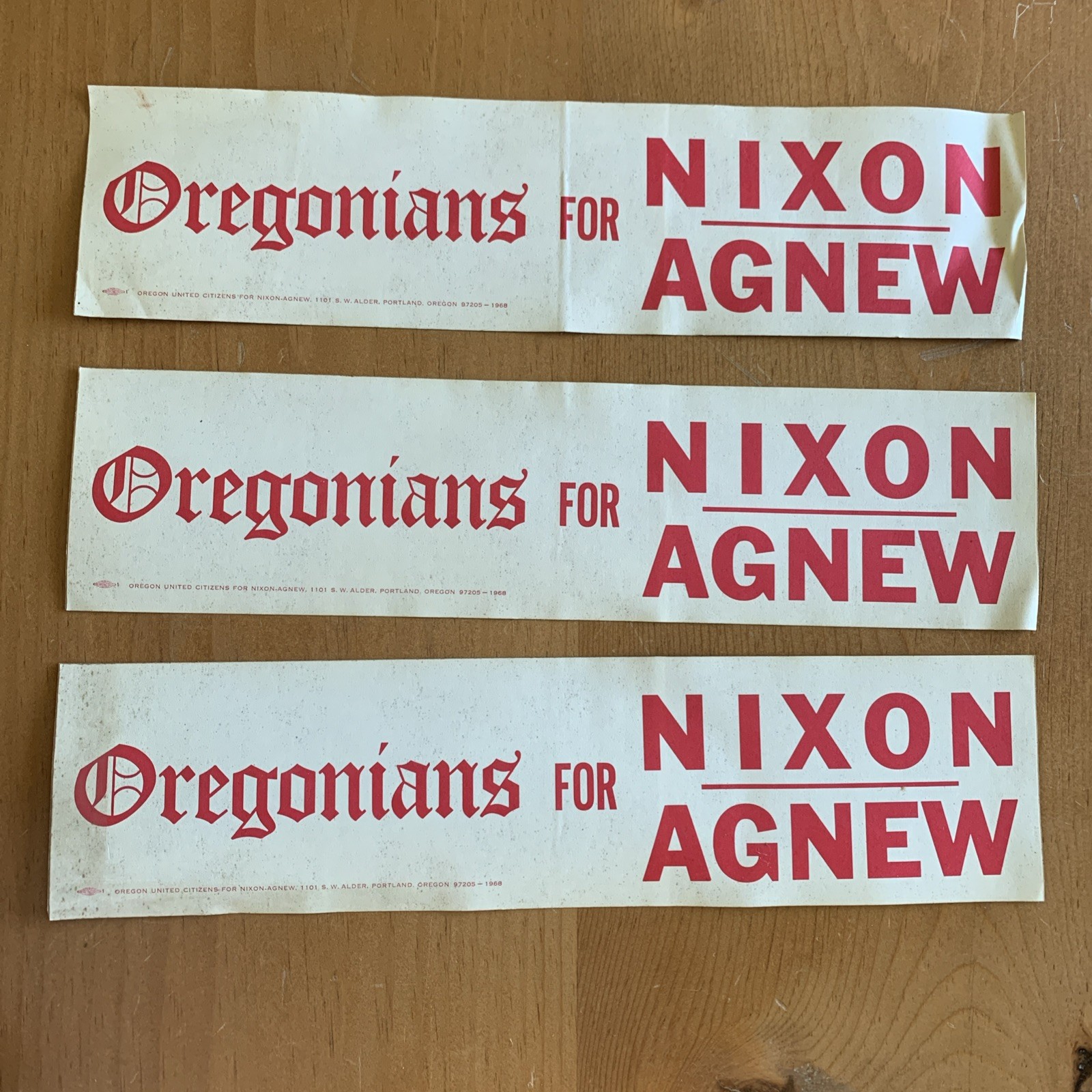 Vintage Nixon Agnew Bumper Sticker Lot Of 3 Oregon 1968