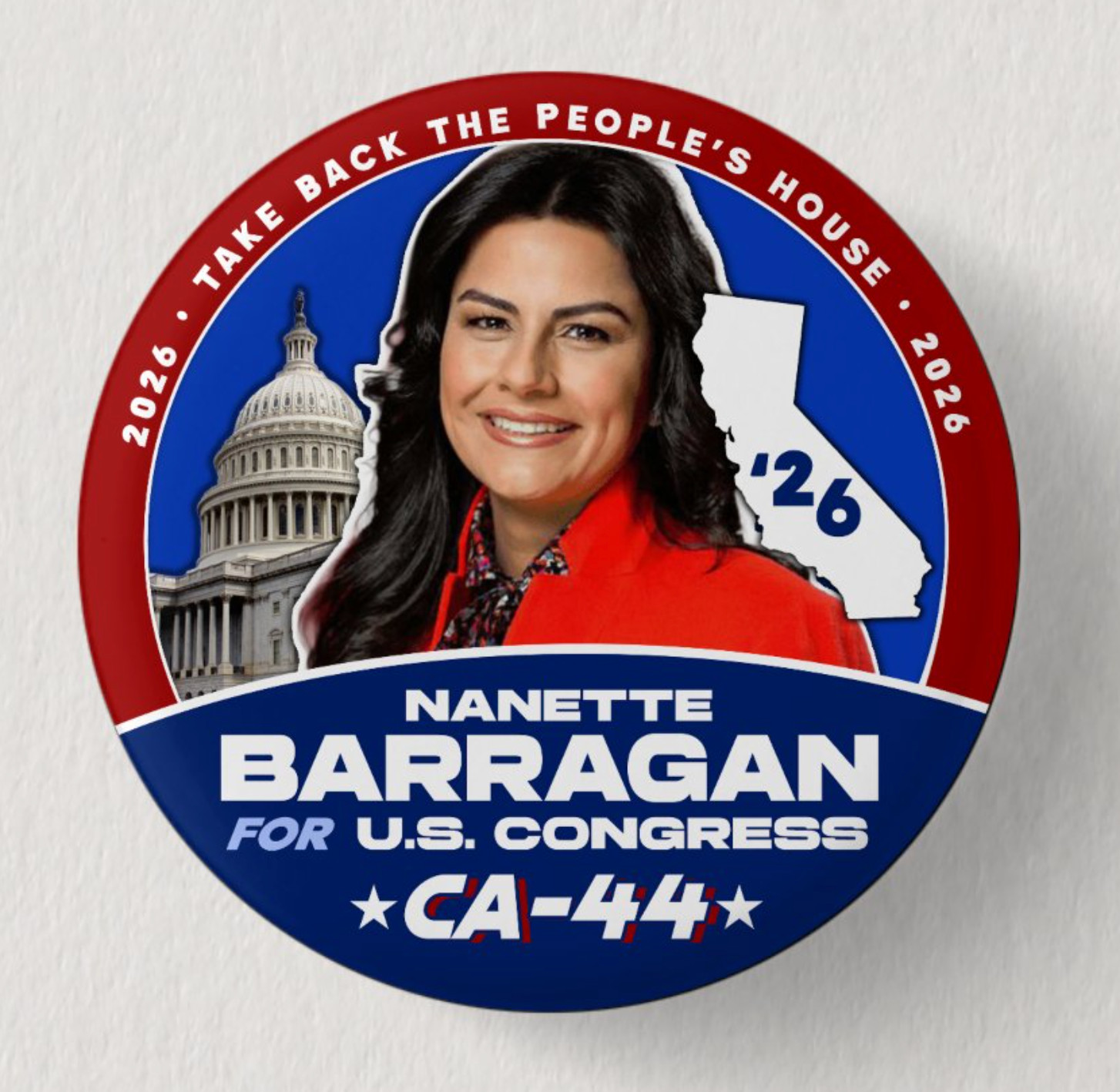 NANETTE BARRAGAN Congress 2026 Pin Button Political Democrat California Midterms