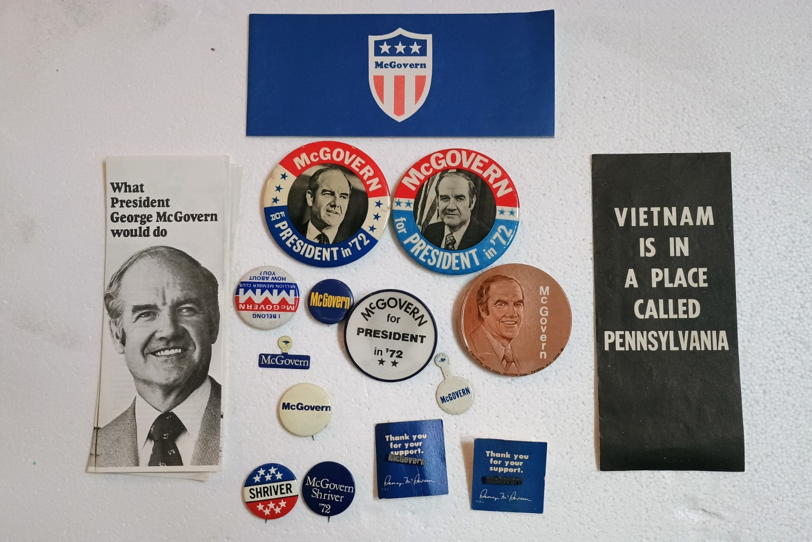 George McGovern campaign buttons brochures magazine covers