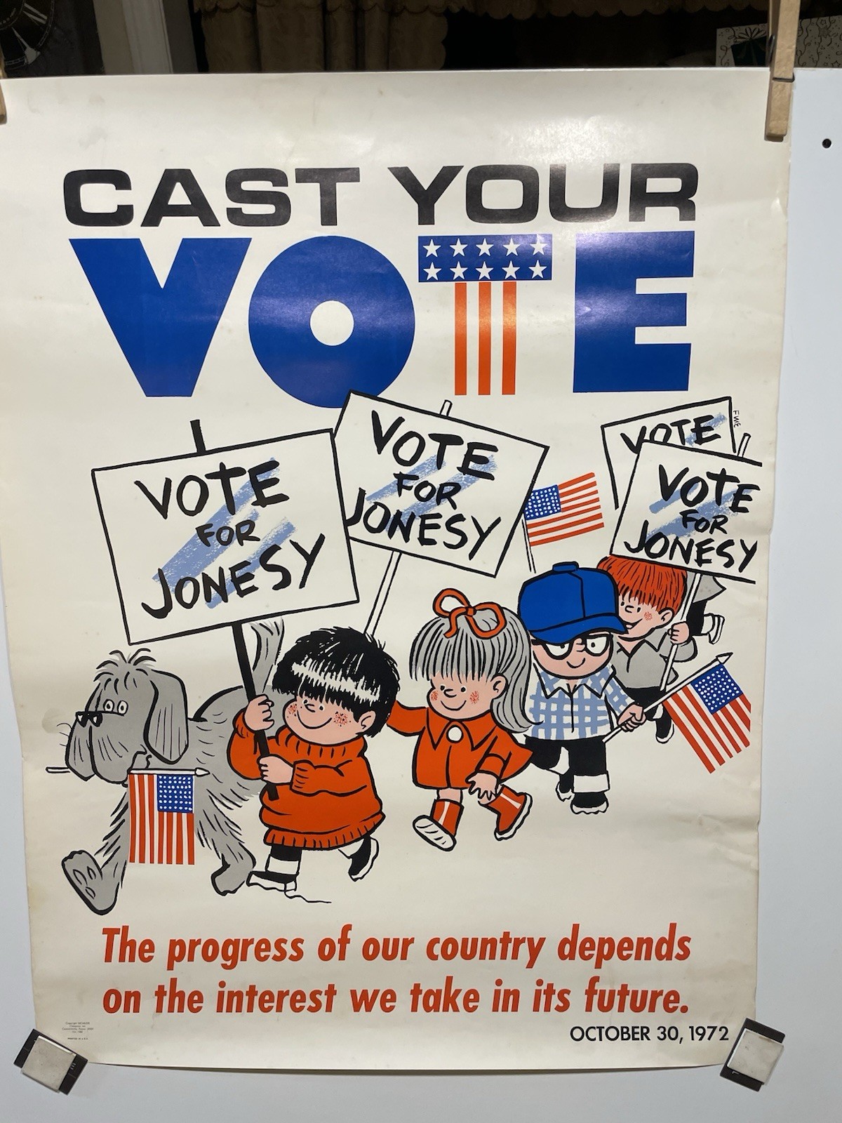 VTG Lot Of 4 Political & Safety Posters 1972, 22”x 17” Vote Fire Safety Money