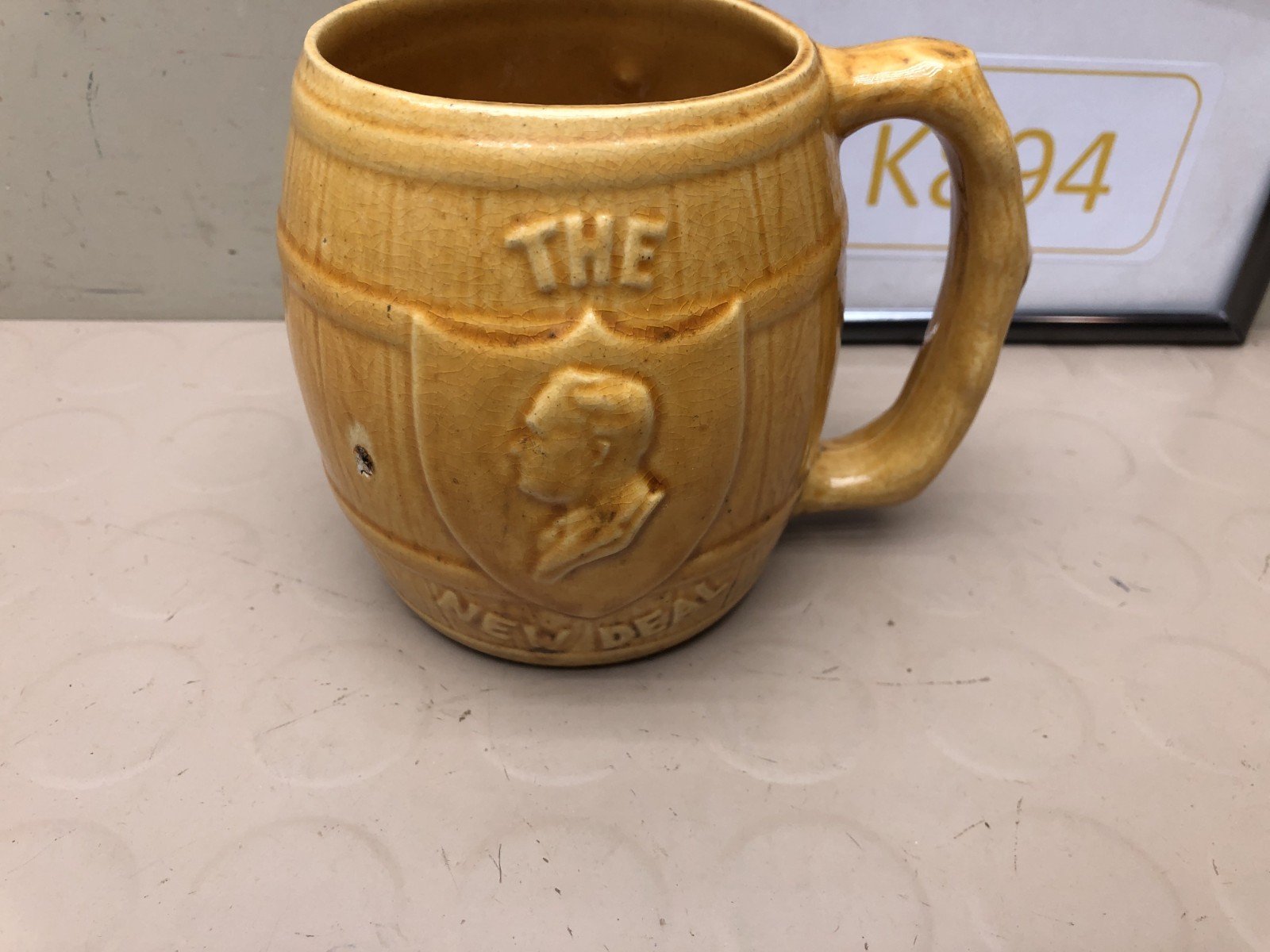 Vintage Franklin D Roosevelt Barrel Mug Representing ( The New Deal ) 1930’s