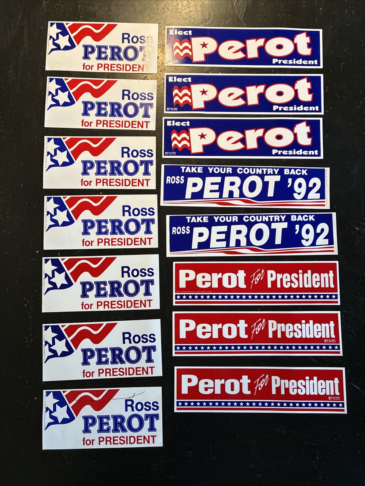 Lot Of 15 Ross Perot For President Bumper Stickers 4 Different Styles 1 Signed
