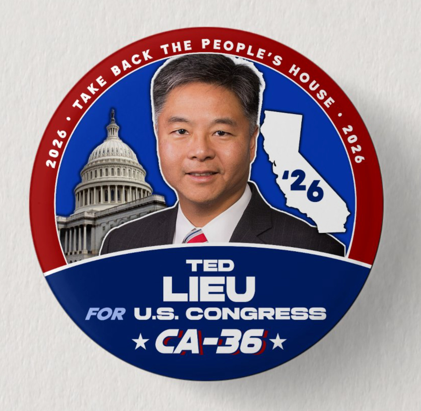 TED LIEU Congress 2026 Pin Button Political Democrat California Midterms