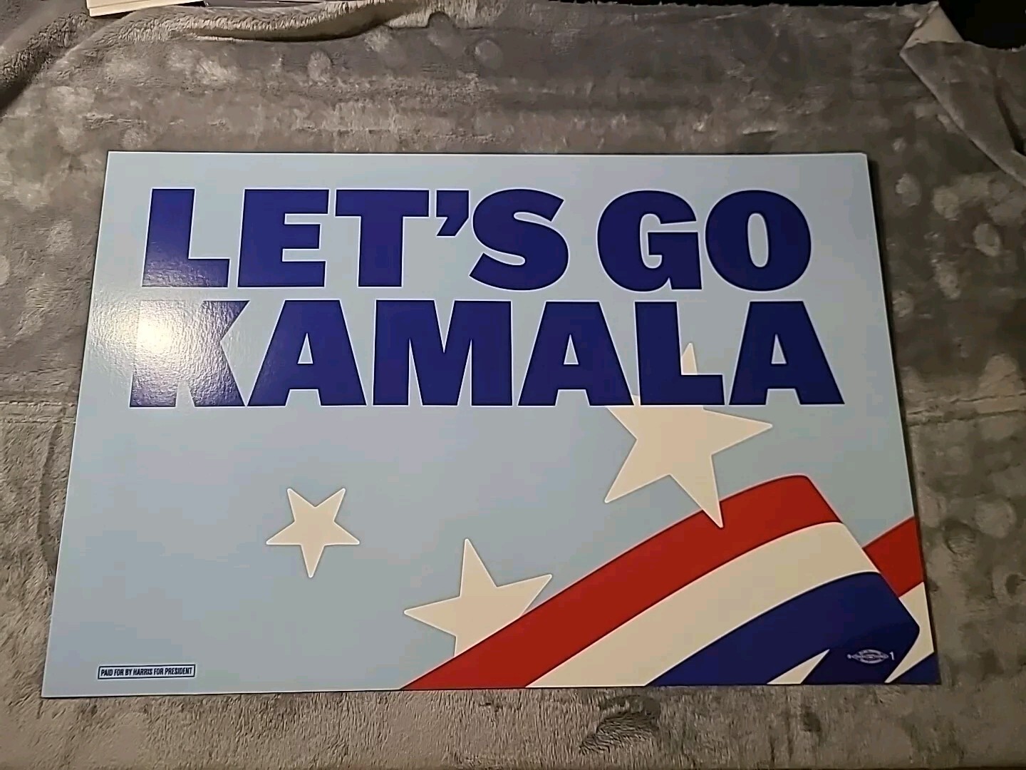 Kamala Harris Placard “Lets Go Kamala” Rare Official Campaign Placard 18″ X 12″