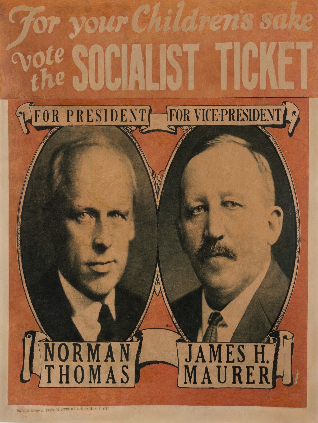 1928 Socialist Party Norman Thomas 4 President NEW Sign 24×30″ USA STEEL XL Size