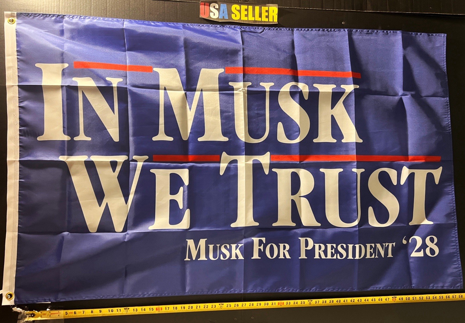In Elon Musk We Trust Free Speech Flag FREE USA SHIP Tesla SpaceX Sign 3×5’