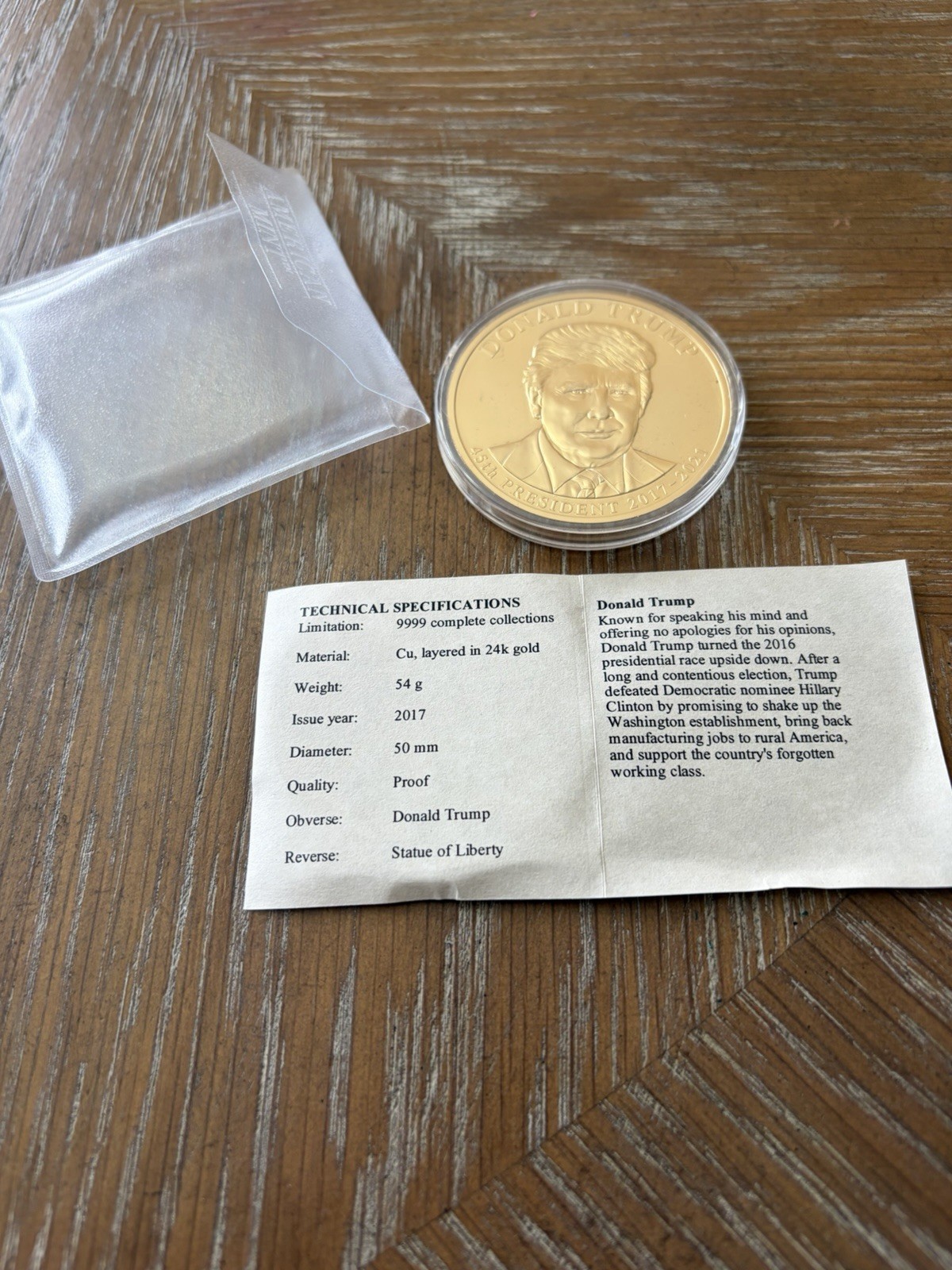Commemorative Donald Trump Coin Danbury Mint