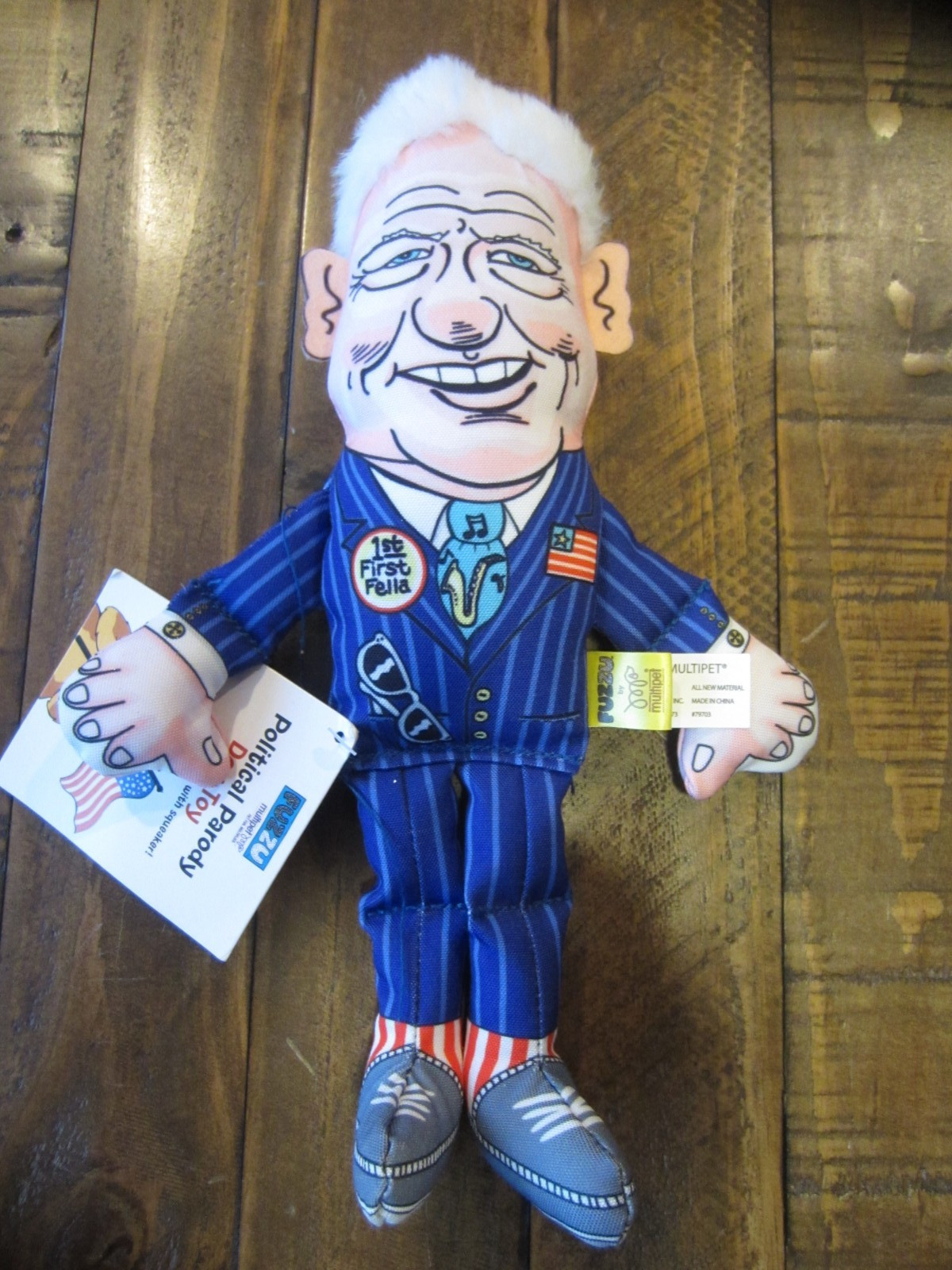 Fuzzu Collectible Bill Clinton 2024 Policitical Parody Dog Toy Brand New