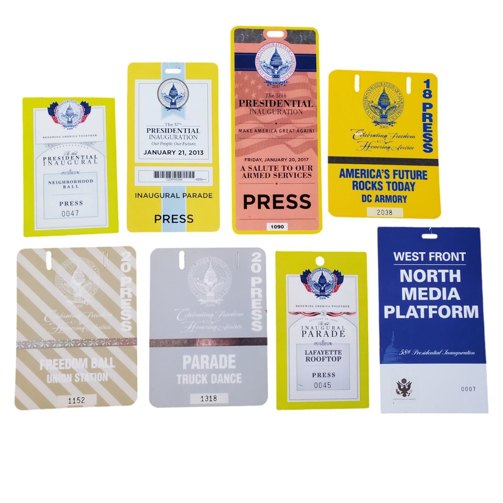 Presidential Inauguration Floor Press Media Badges Set Lot Mixed Years 2017 2005