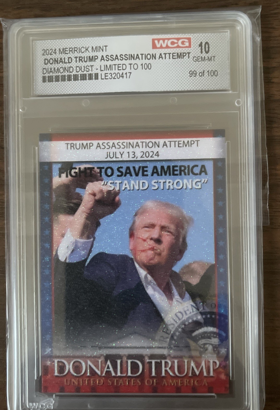 Donald Trump 1 Year Anniv Of Assasination Attempt Gem Mint Trade Card 99/100 WOW
