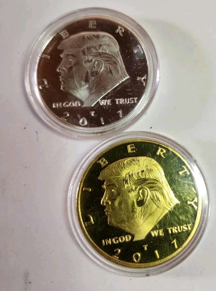 Trump Tokens Capsulated Silver And Gold Tone