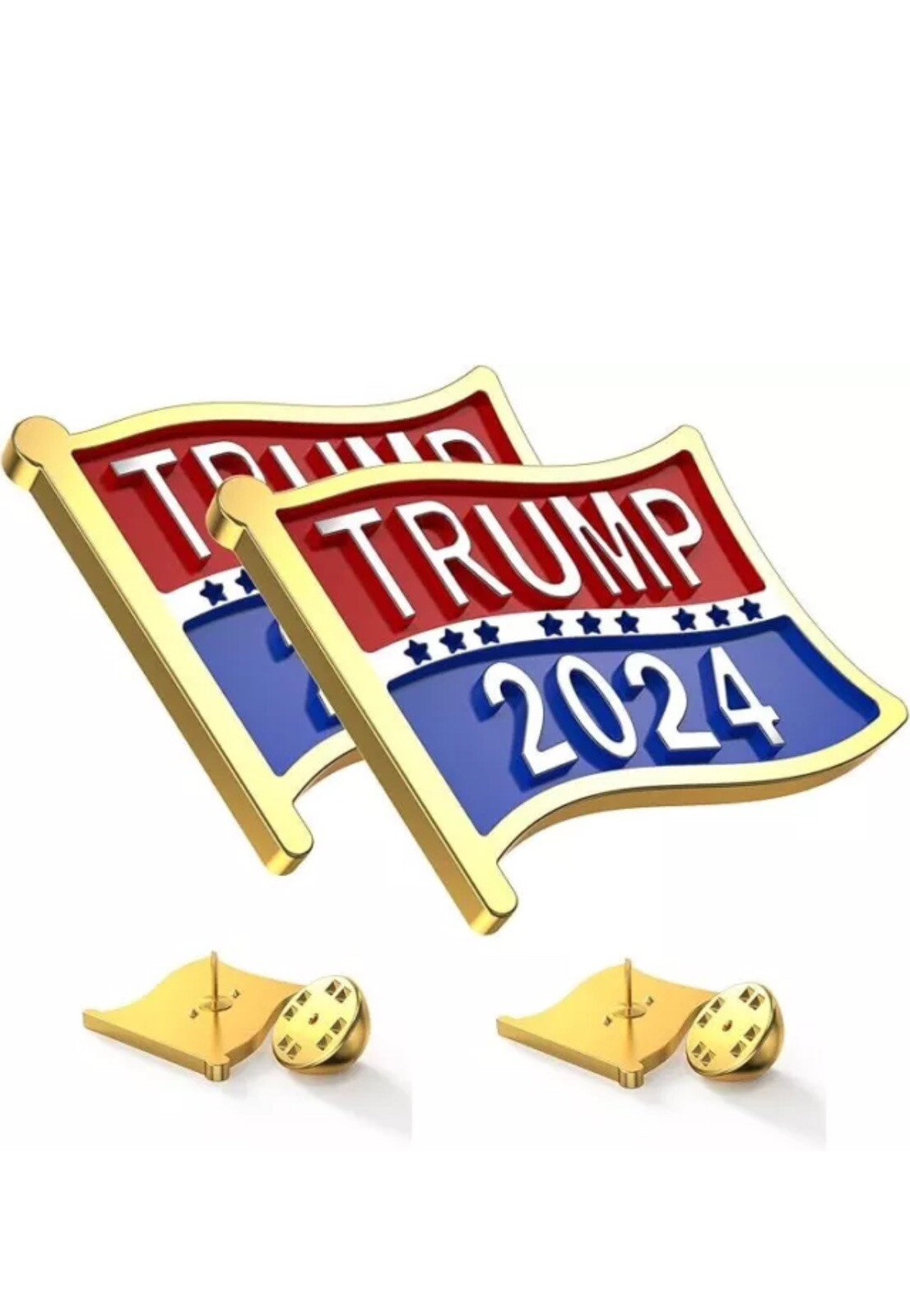 2 PACK Trump 2024 President Donald Trump MAGA Enamel Lapel Pin Lot
