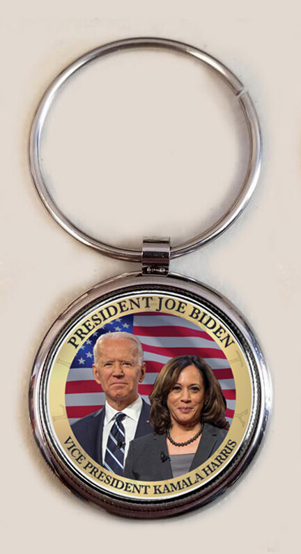 Biden Harris Key Chain Colorized JFK half Dollar