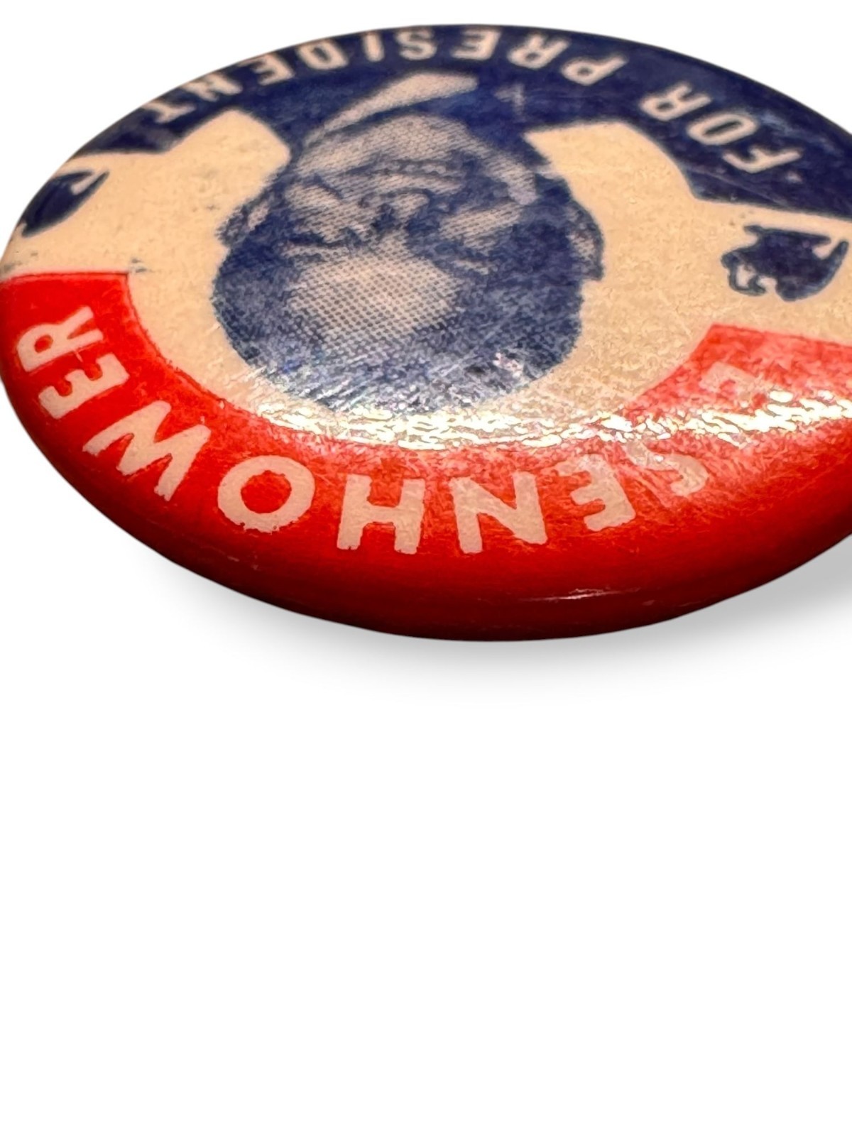 Vintage 1950s Eisenhower Presidential Campaign Pin Button Red White & Blue 1.25″