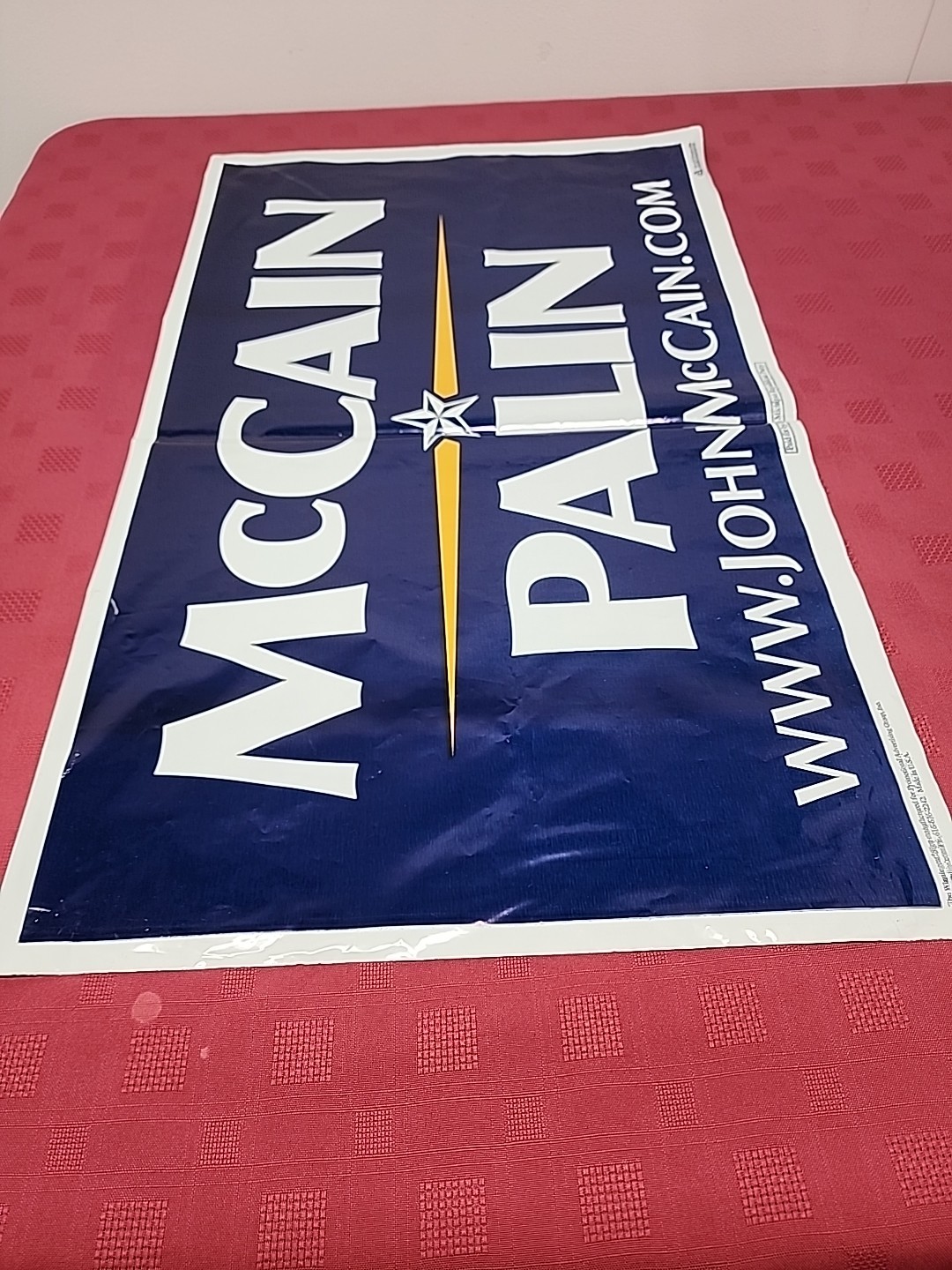 2008 McCAIN/PALIN Presidential Election Yard Sign Plastic Poster 2 Sided 26 X 16