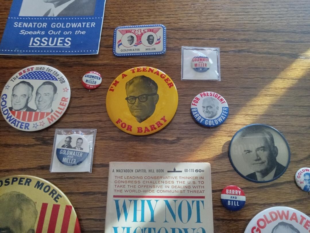 Massive Barry Goldwater Button, Book and Campaign Paraphenalia Collection
