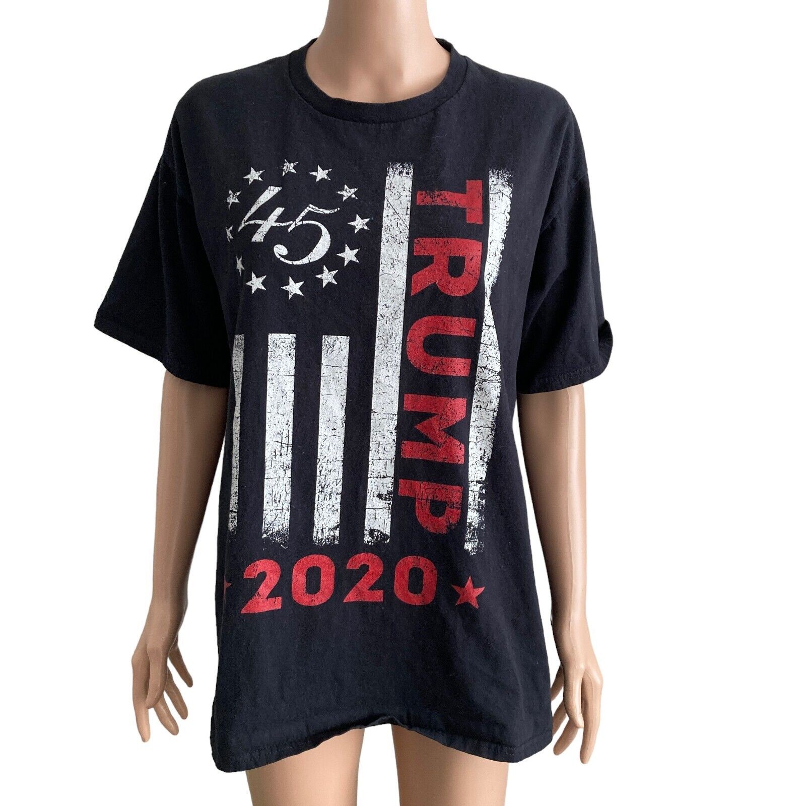Trump 2020 Tshirt Mens Size XL American Flag Stretch Political Donald Trump